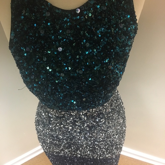 FRENCH CONNECTION colorblock Sequin Sheath Dress, - Picture 1 of 8